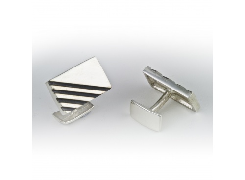 Deco – rectangular with oxidised diagonals cufflinks